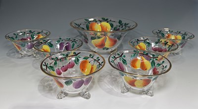 Lot 201 - A mid-20th century glass fruit salad or...