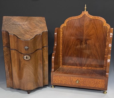 Lot 211 - A Georgian mahogany knife box, serpentine...