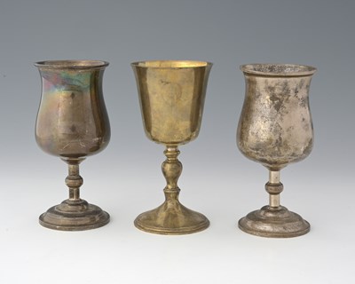 Lot 313 - Three Elizabeth II silver goblets, to include...