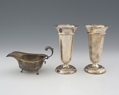 Lot 343 - A matched pair of Elizabeth II silver vases,...