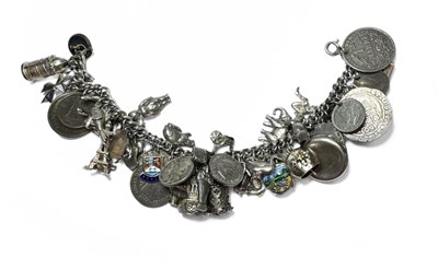 Lot 490 - A silver charm bracelet