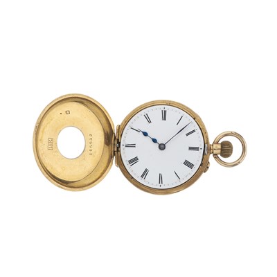 Lot 293 - A yellow metal half-hunter pocket watch