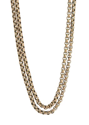 Lot 216 - An early 20th century 9ct gold longuard chain necklace