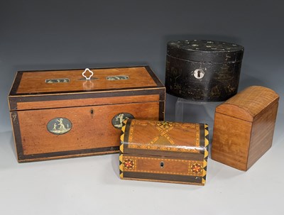Lot 223 - A regenecy fruitwood tea caddy, dark wood...