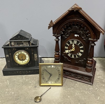 Lot 32 - A late 19th century cuckoo mantle clock,...