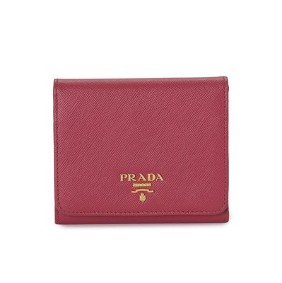 Lot 509 - Prada, a pink saffiano Trifold Compact wallet.