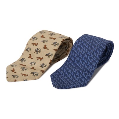 Lot 437 - Hermes, two silk tie.