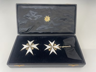 Lot 196 - Two silver white enamel medals