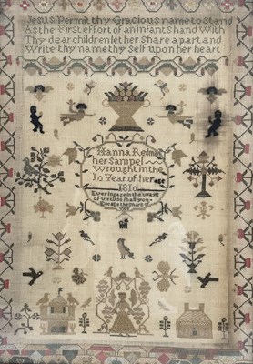 Lot 188 - A George III textile sampler, worked by Hannah...