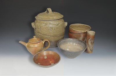 Lot 105 - A collection of salt-glazed stoneware,...