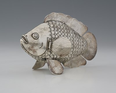 Lot 7 - A South-East Asian white metal novelty fish,...