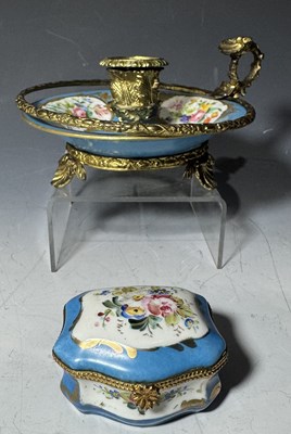 Lot 97 - A 19th Century Sevres porcelain chamber stick,...