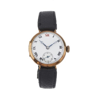 Lot 289 - A 9ct gold trench style wrist watch