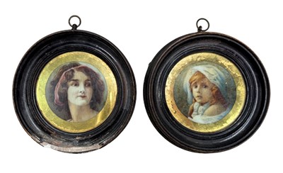 Lot 294 - Two 19th century verre églomisé or reverse...