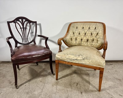 Lot 763 - A walnut framed upholstered french armchair or...