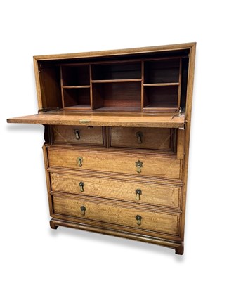 Lot 767 - A foreign hardwood fall front bureau or desk,...