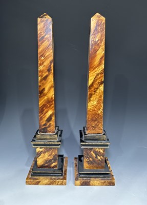 Lot 262 - A pair of grand tour type desk obelisks, faux...