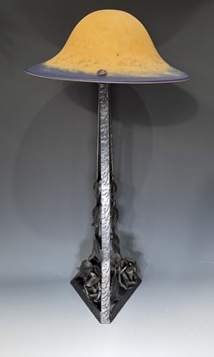 Lot 625 - A Daum-type mushroom-form glass shade, frosted...
