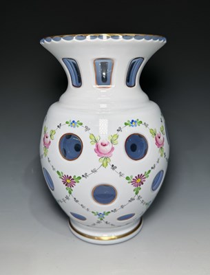 Lot 194 - A Czech Bohemian opaque cased glass vase,...
