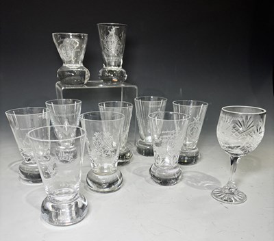 Lot 147 - A series of ten Masonic firing glasses and a...