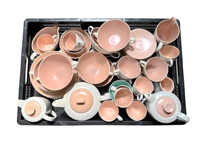 Lot 89 - A mid century grey and blush tea set, coffee...