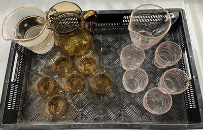Lot 44 - A mid century striped glass set of 4 punch...