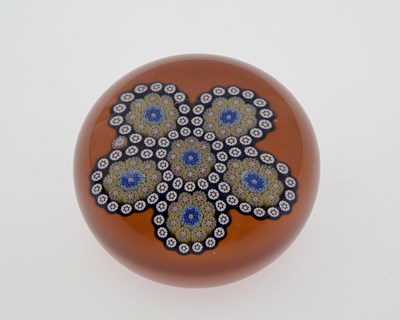 Lot 386 - St Louis, a six-ring dolly paperweight,...