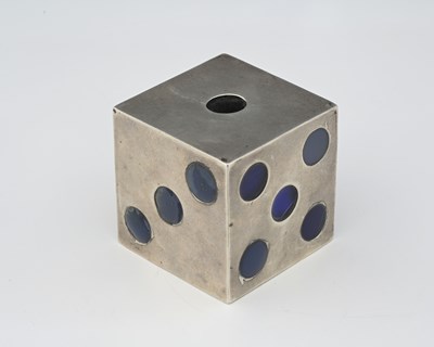 Lot 210 - A Victorian silver and enamel novelty inkwell,...