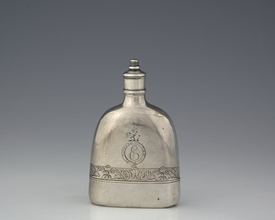 Lot 166 - An eighteenth-century silver spirit flask,...