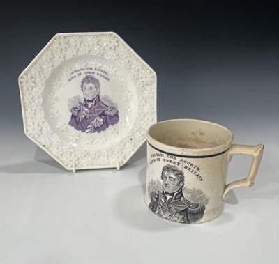 Lot 142 - A Staffordshire pearlware mug celebrating the...