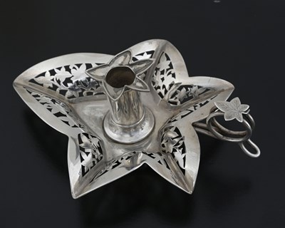 Lot 312 - A Victorian silver naturalistic chamberstick,...