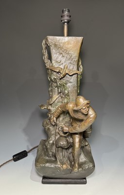 Lot 622 - An electric figural table lamp, cast in high...