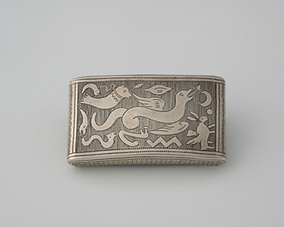 Lot 30 - A George III silver snuff box, of curved...