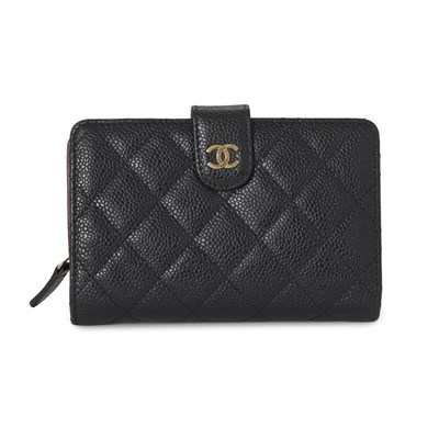 Lot 347 - Chanel, a quilted caviar CC French wallet.