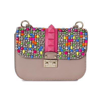Lot 522 - Valentino Garavani, a multicoloured Glam Lock Rockstud Flap handbag.