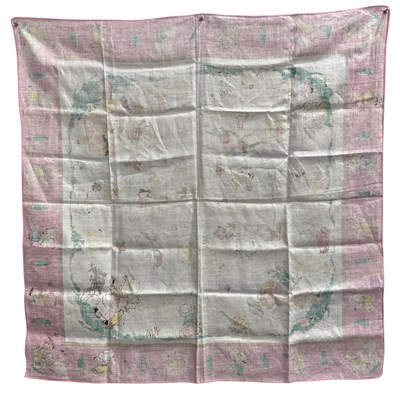 Lot 289 - A Mabel Lucie Attwell table cloth, pink border...