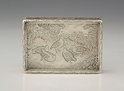 Lot 31 - A George V silver snuff box, of rectangular...