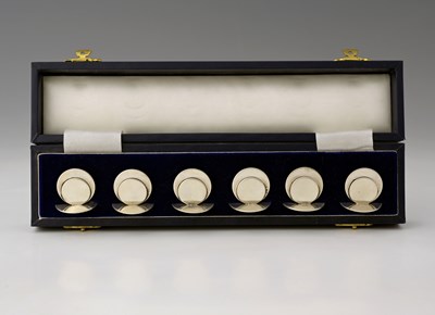 Lot 65 - A cased set of six Elizabeth II silver menu...