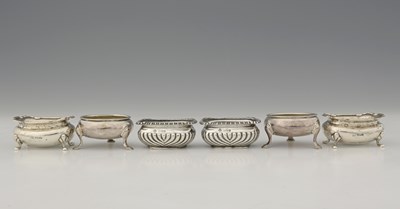 Lot 391 - Three pairs of silver salts,...