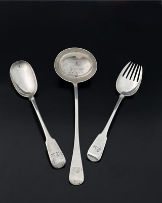 Lot 282 - A Victorian silver old English pattern soup...