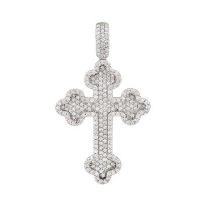 Lot 127 - A 14ct gold diamond cross pendant