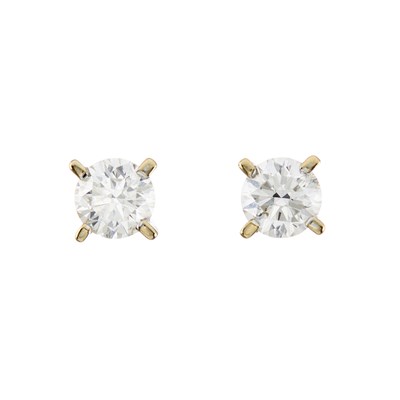 Lot 91 - A pair of 18ct gold brilliant-cut diamond single-stone stud earrings