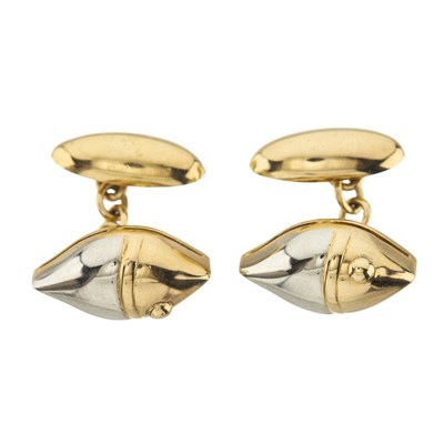Lot 134 - Bulgari (attrib.), a pair of 18ct bi-colour gold Naturalia fish cufflinks
