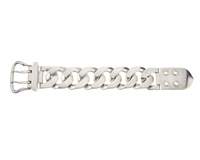 Lot 440 - Hermes, a silver curb-link buckle belt bracelet.