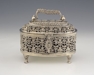 Lot 8 - An Eastern or Indian white metal casket, the...
