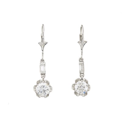 Lot 172 - A pair of diamond drop earrings