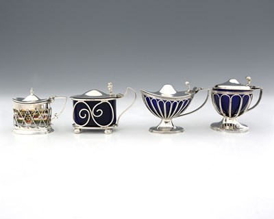 Lot 369 - Four early twentieth-century silver mustard...