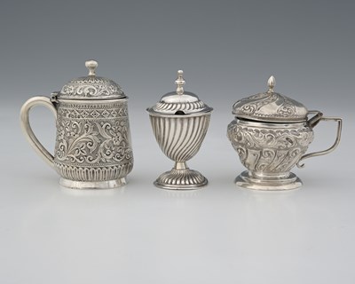 Lot 229 - Three silver mustard pots, to include a...