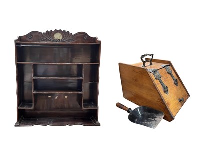 Lot 379 - Oak and brass Arts and Crafts coal scuttle and...
