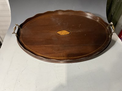 Lot 166 - An Edwardian mahogany tray with a raised...